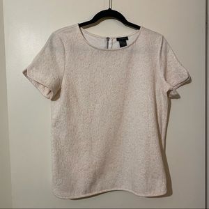 Ann Taylor Short Sleeve Embossed Flowered Top